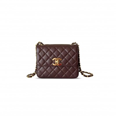 CHANEL QUILTED CLASSIC FLAP BAG BROWN A2218 (25*20*9cm)